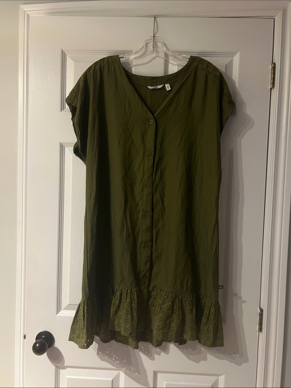 La Vie En Rose Olive Green Button-Front Swim Coverup